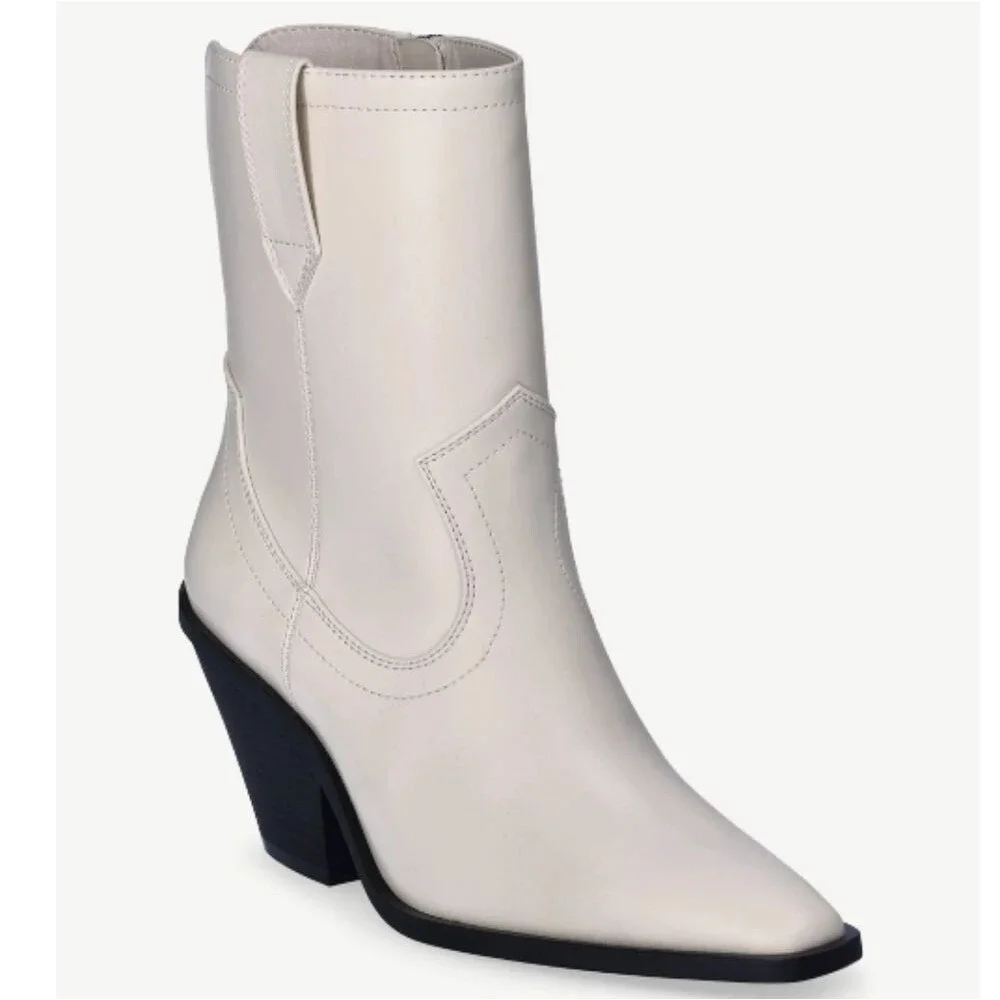 Scoop White Side Zip Western Booties Size 7 NWT
